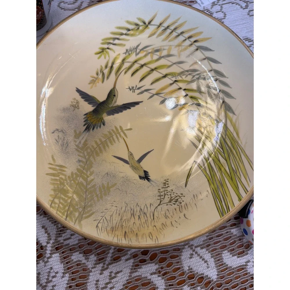 Raymond Waites Toyo Trading Co Hummingbird Decorative Plate Gold Rim Vintage